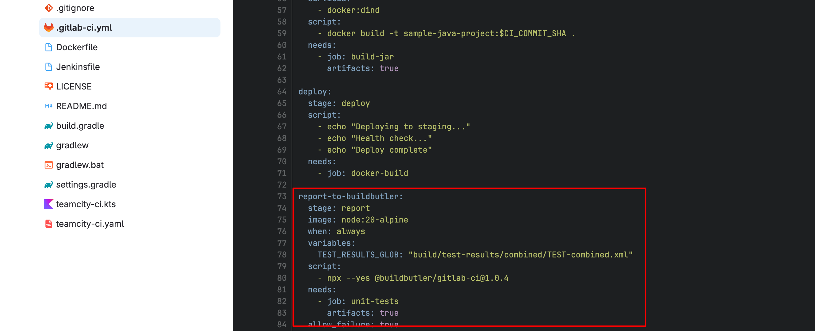 report-to-buildbutler job in .gitlab-ci.yml