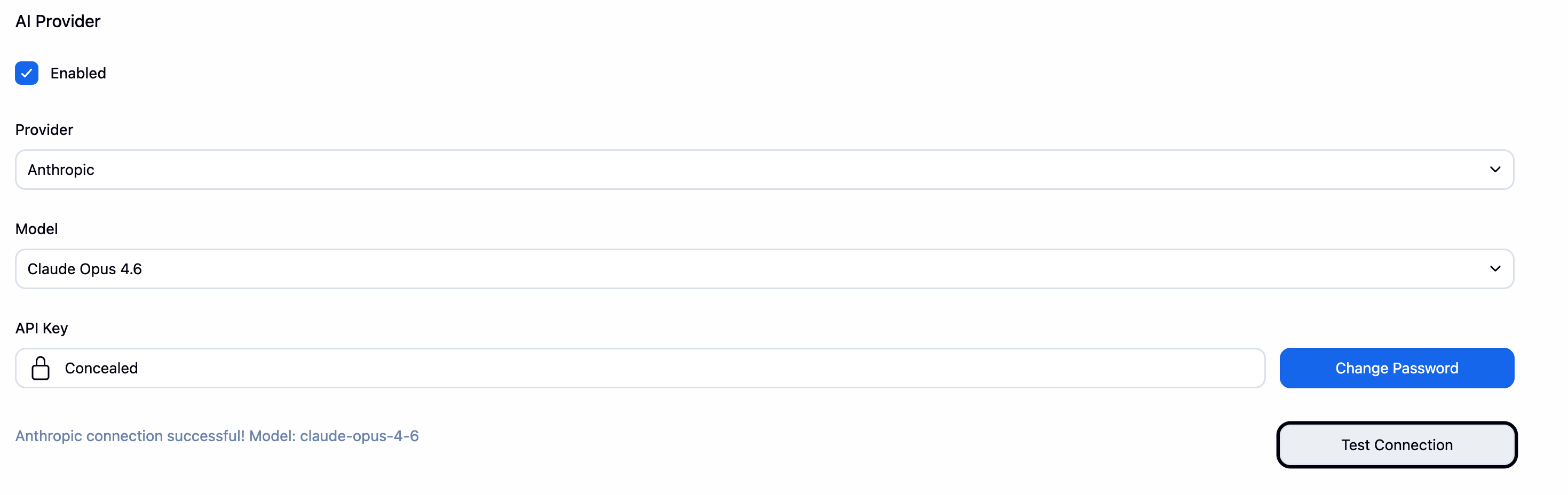 AI Provider configuration