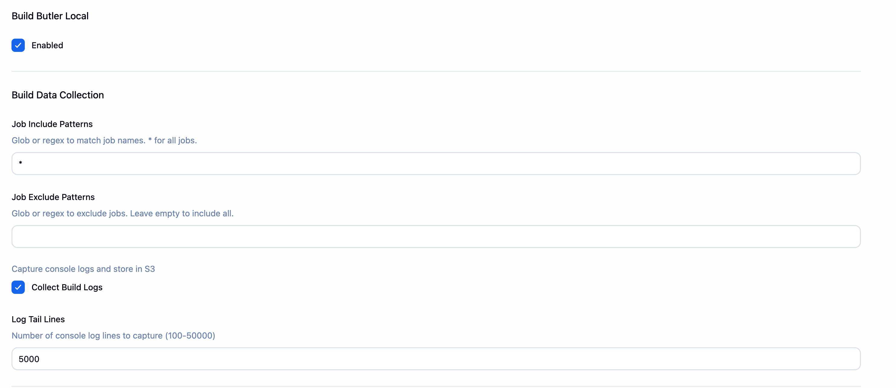 Build Data Collection configuration