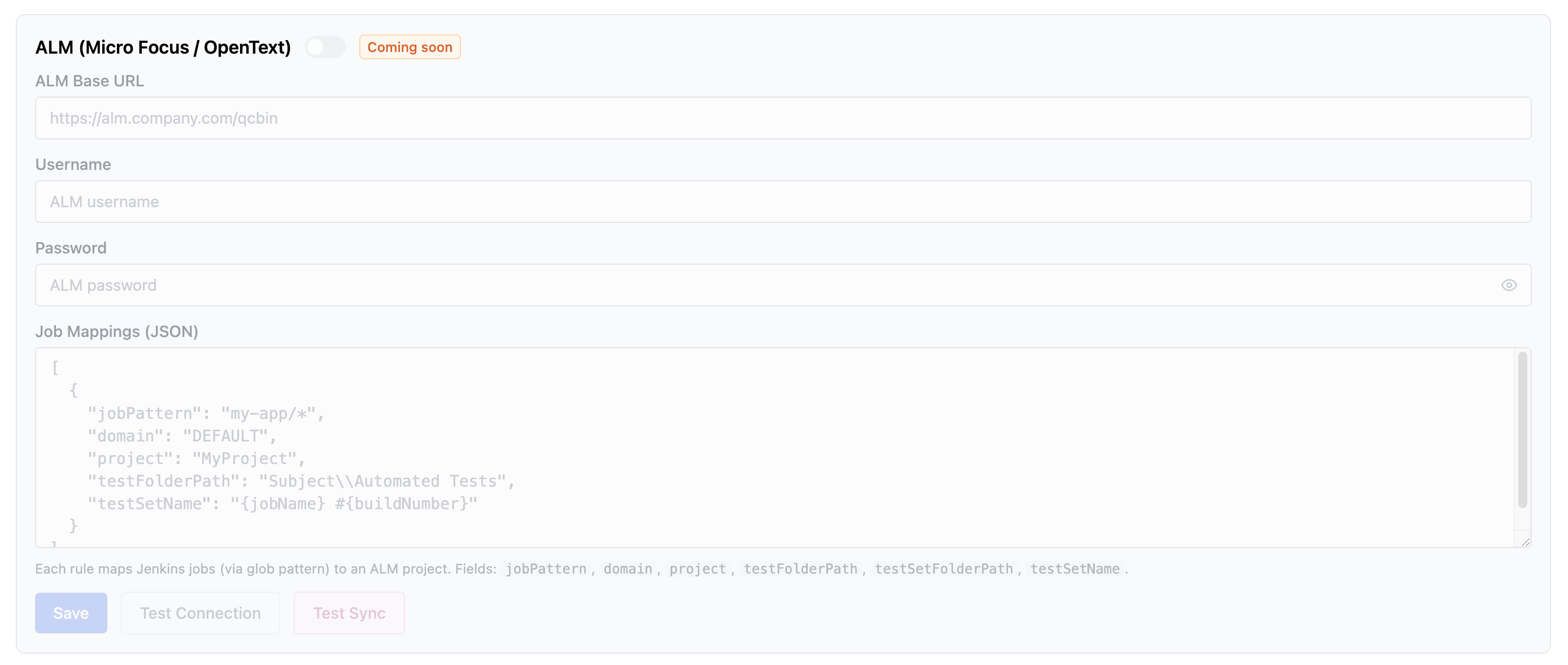 BuildButler ALM Integration — HP ALM test case management settings