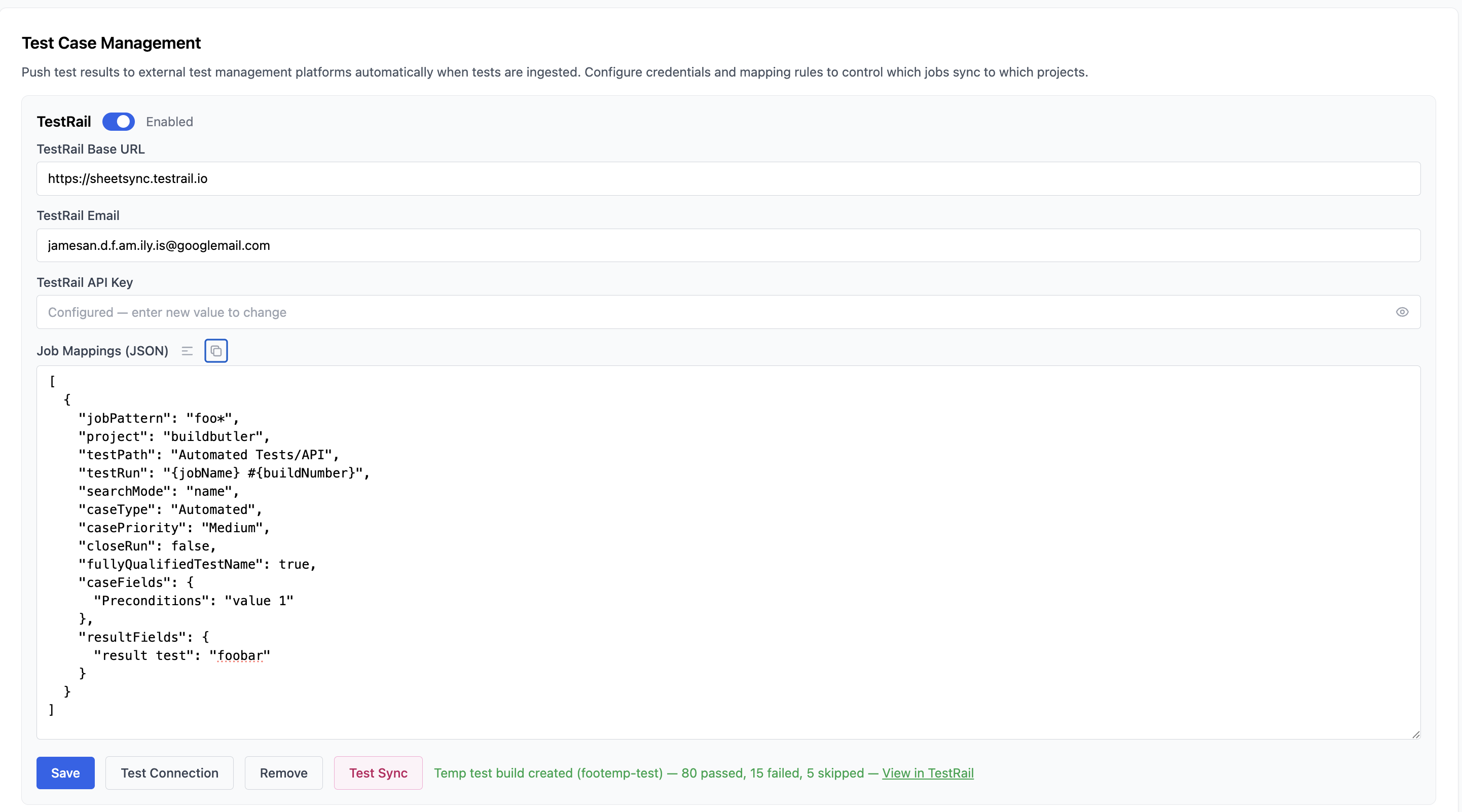 BuildButler TestRail Integration — automatic test result export configuration